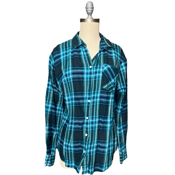 A New Day Teal Plaid Flannel size L - Picture 1 of 14
